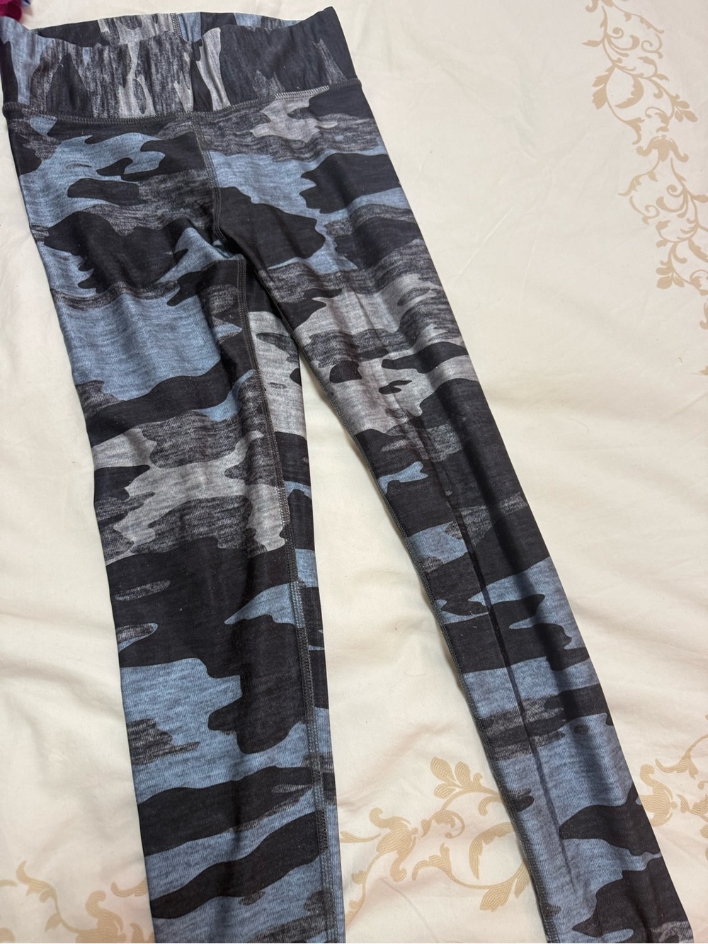 Terez Gray and Black Camo Leggings